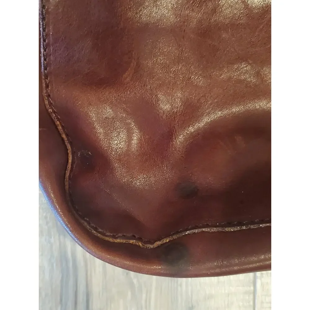I Medici Italian Leather Briefcase Shoulder Bag Dark Brown Made in Italy